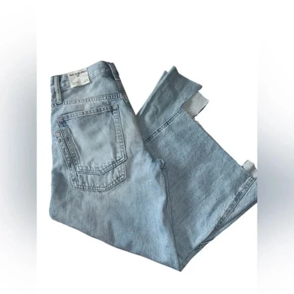 $148 NEW Free People We The Free Ripple Wide-Leg Pieced Crop Jeans Size 24 L